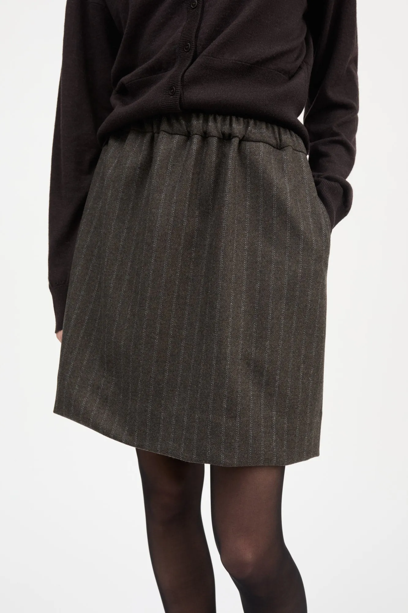 Marcella Skirt - Brown/Black pinstripe sold by Skall Studio product image thumbnail 3