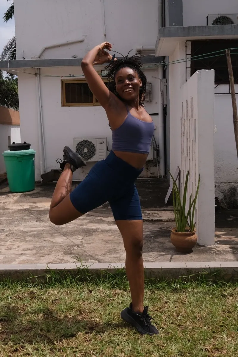 Lida Bike Shorts in Natural Indigo sold by Osei-Duro