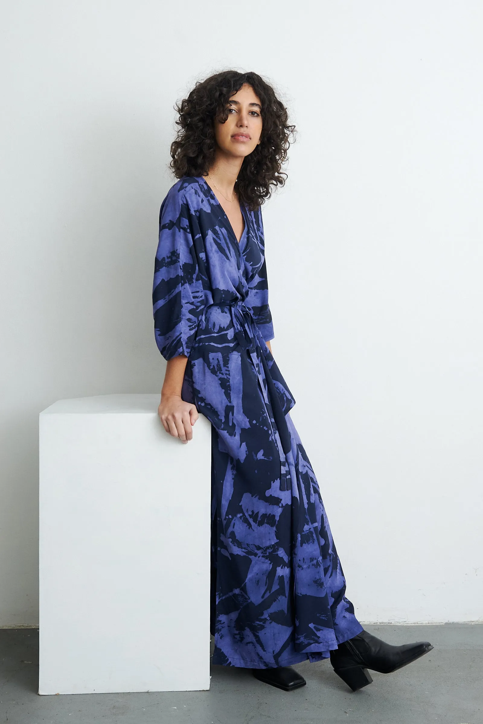 Letsa Wrap Dress in Rorschach sold by Osei-Duro product image thumbnail 3