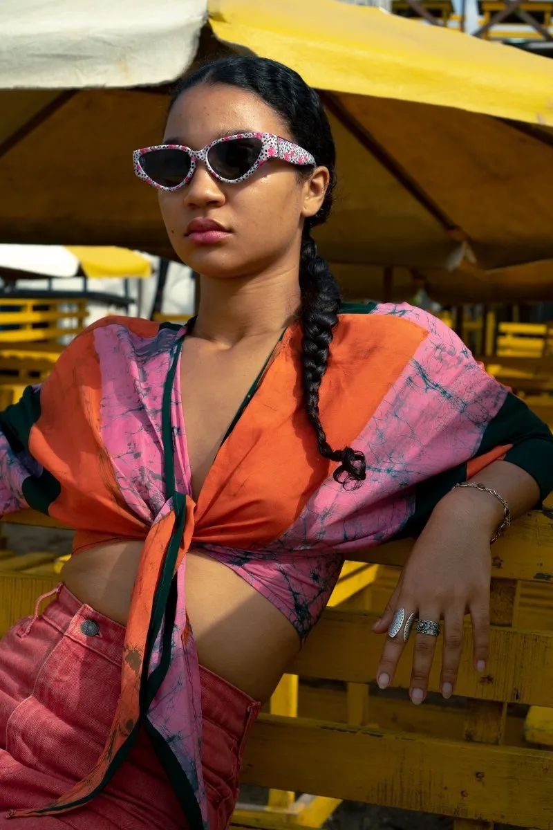 Epo Tie Top in Carmine sold by Osei-Duro