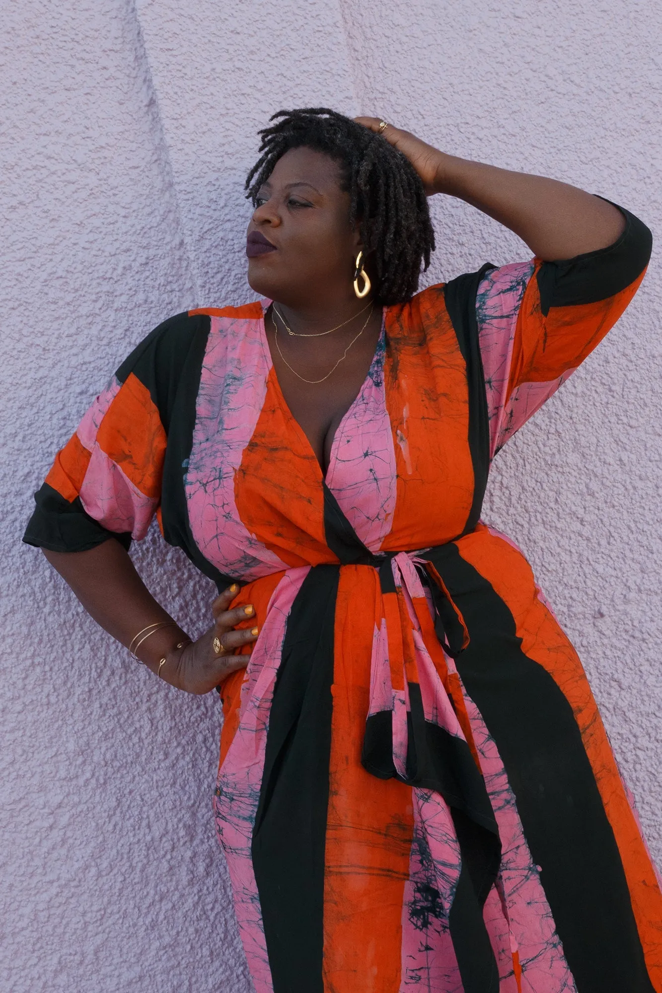 Letsa Wrap Dress in Carmine sold by Osei-Duro product image thumbnail 2