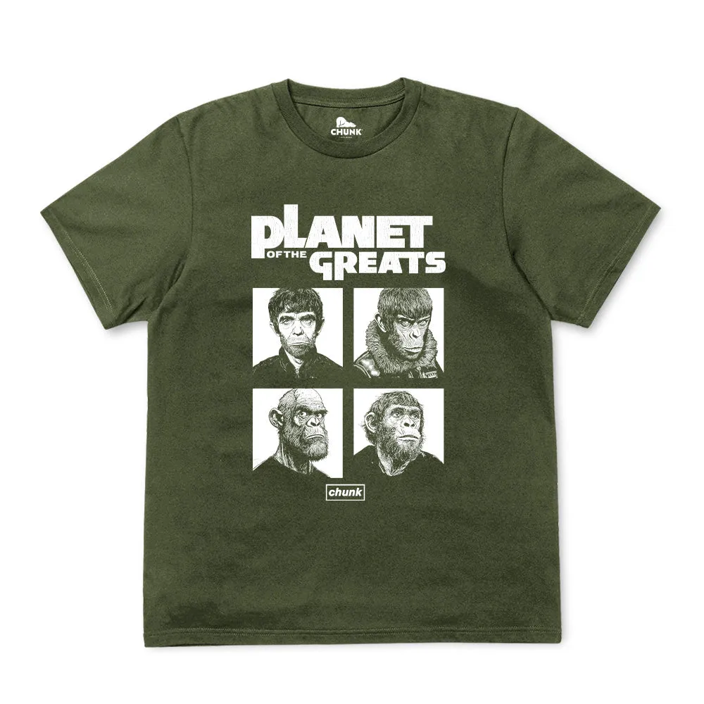Planet Of the Greats Khaki T-Shirt sold by Chunk