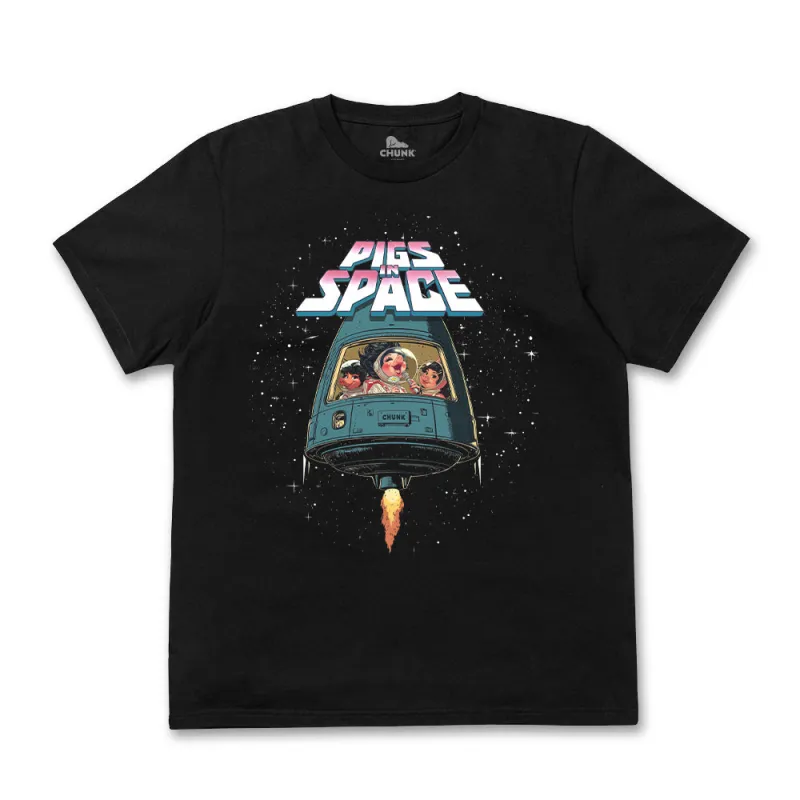 Pigs In Space Black T-Shirt sold by Chunk
