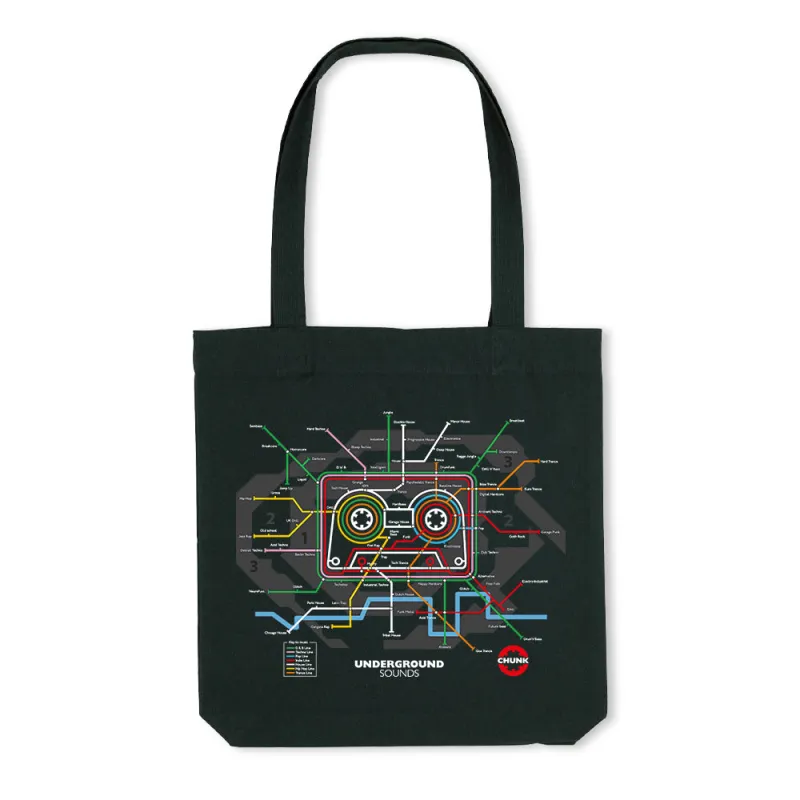Underground Sounds Black Tote Bag sold by Chunk