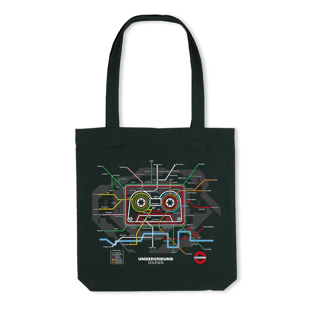 Underground Sounds Black Tote Bag sold by Chunk