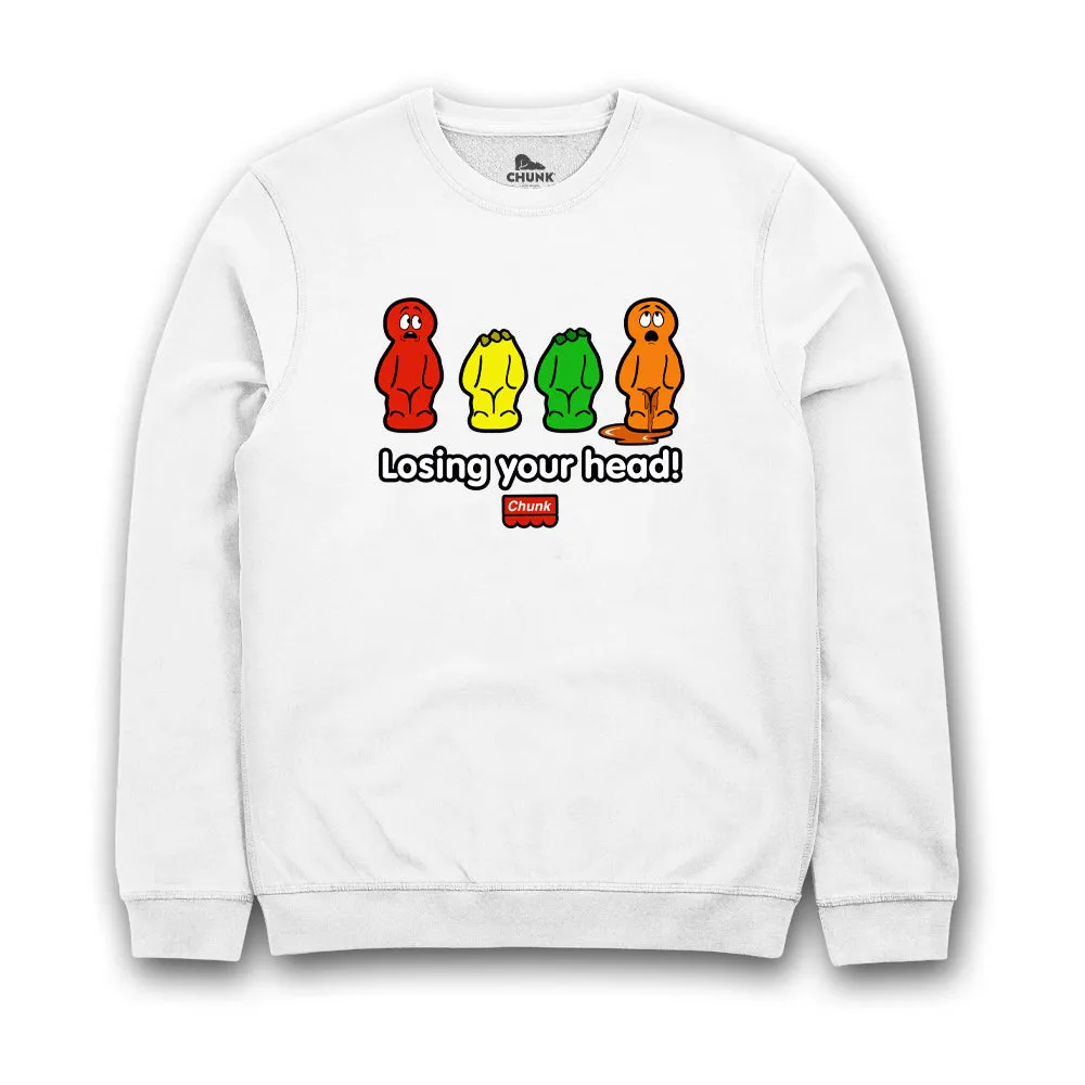 Losing Your Head White Sweatshirt sold by Chunk