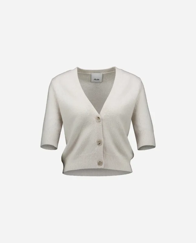 Cashmere Strickjacke in Weiß sold by Allude