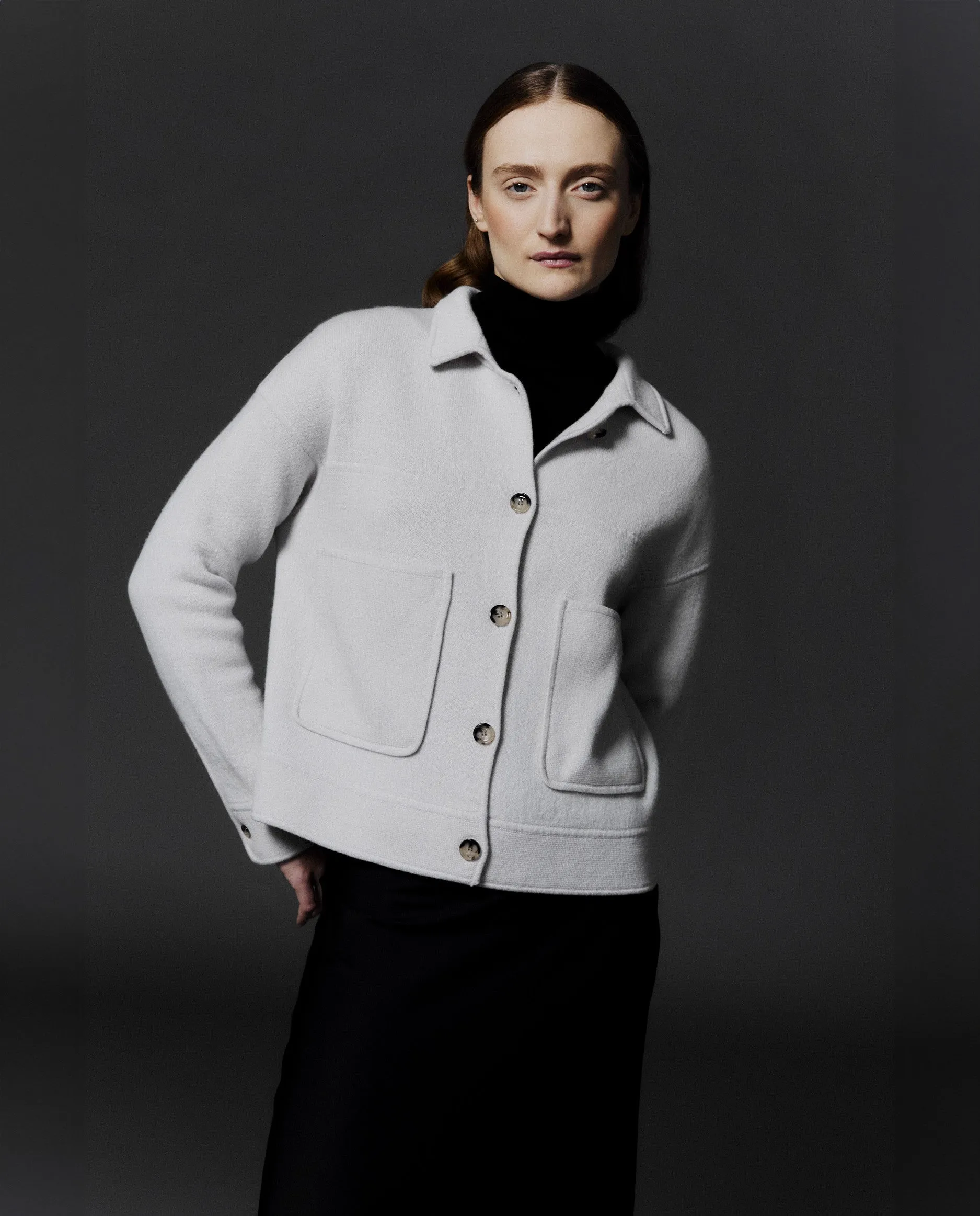 Jacket aus Cashmere-Mischung in Grau sold by Allude