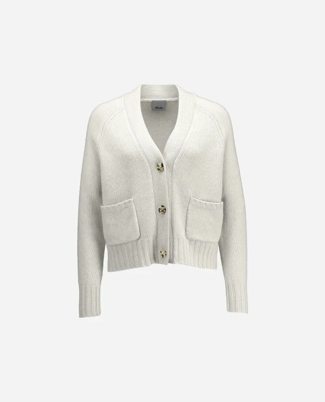 Woll-Mischung Strickjacke in Weiß - Gerade Passform sold by Allude