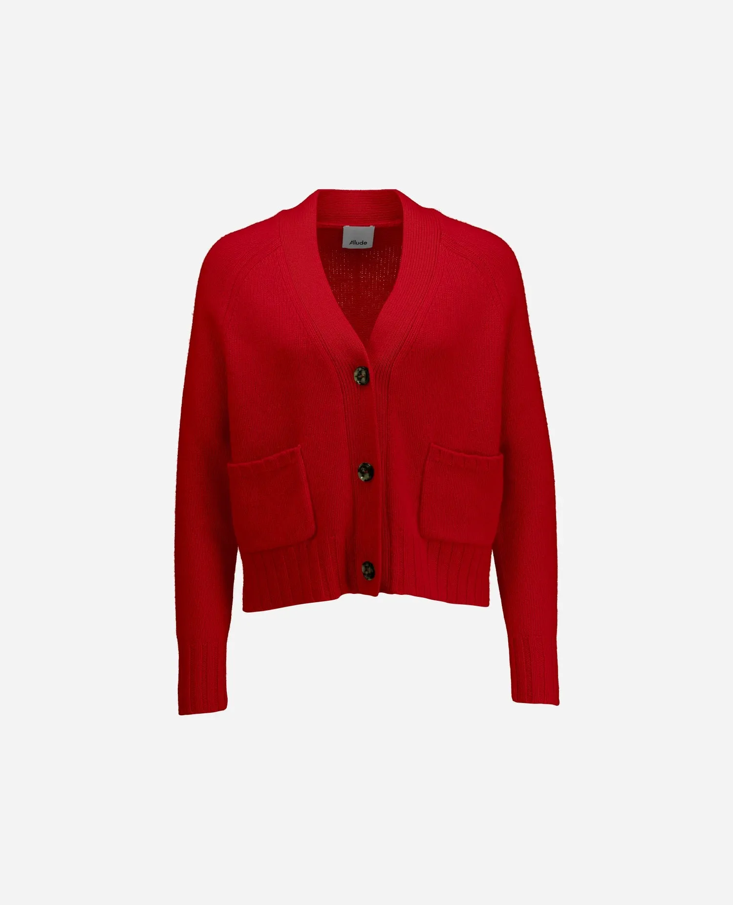 Woll-Mischung Strickjacke in Rot - Gerade Passform sold by Allude