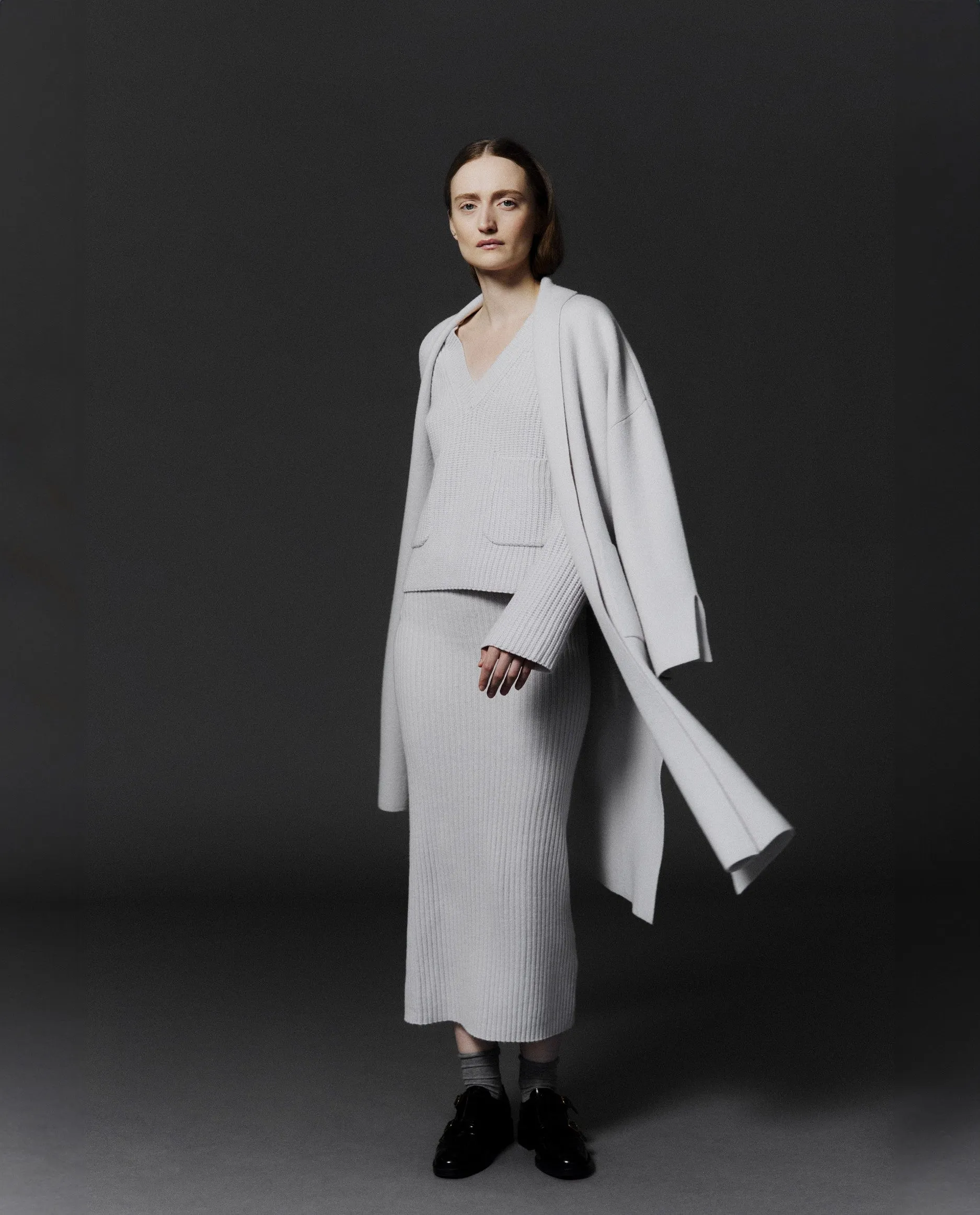 Mantel aus Cashmere-Mischung in Grau sold by Allude