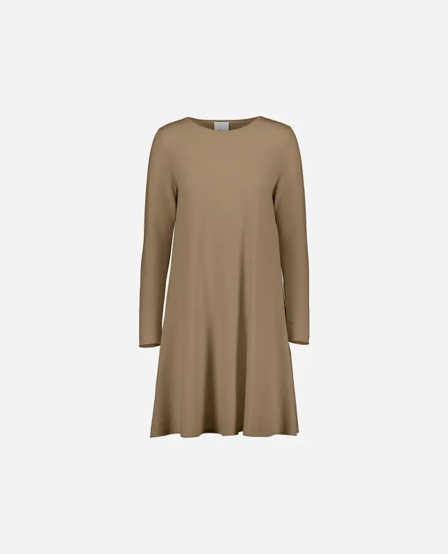 Rundhals Kleid aus Cashmere-Mischung in Beige sold by Allude