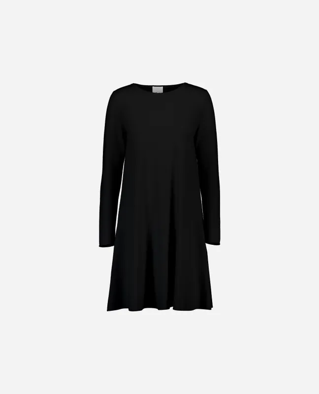 Rundhals Kleid aus Cashmere-Mischung in Schwarz sold by Allude