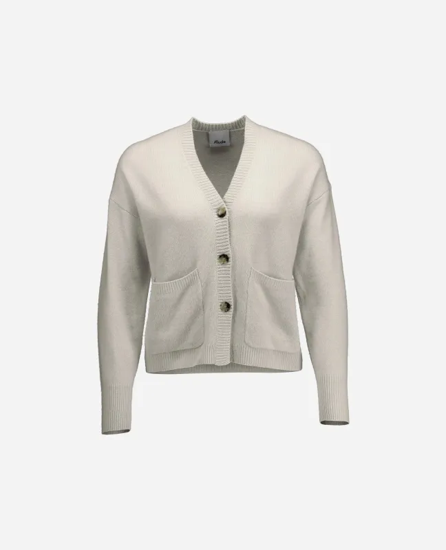 Cashmere Strickjacke in Grau - Gerade Passform sold by Allude