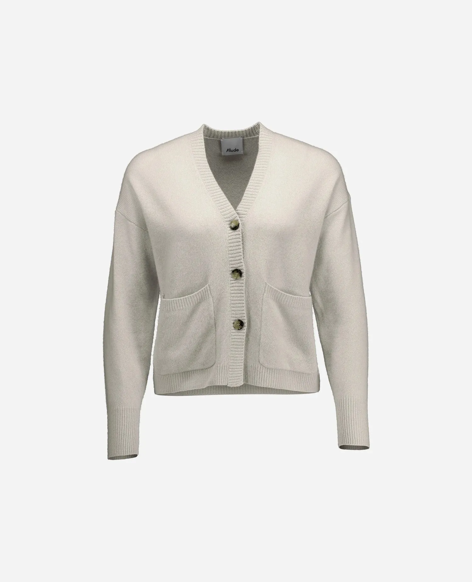 Cashmere Strickjacke in Grau - Gerade Passform sold by Allude