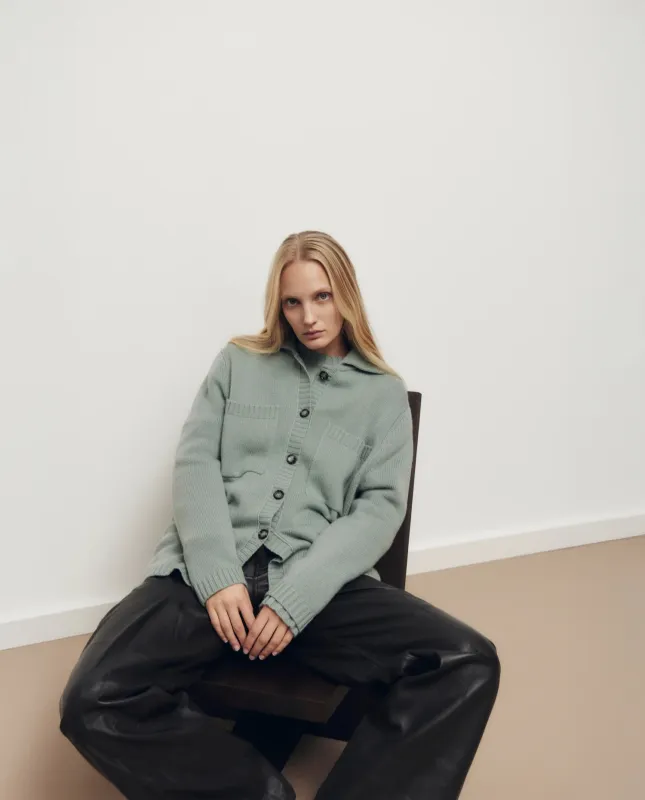 Woll-Mischung Pullover in Grün - Lockerer Schnitt sold by Allude