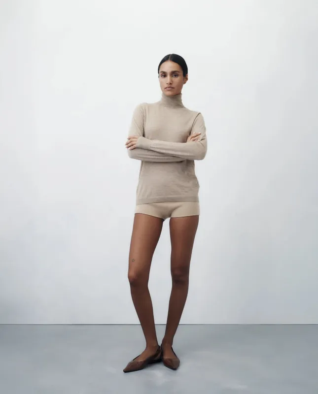 Cashmere Pullover in Beige - Gerade Passform made by Allude