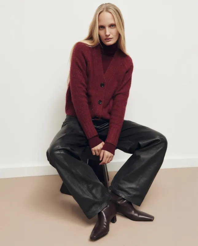 Cashmere Strickjacke in Rot - Kastiger Schnitt sold by Allude