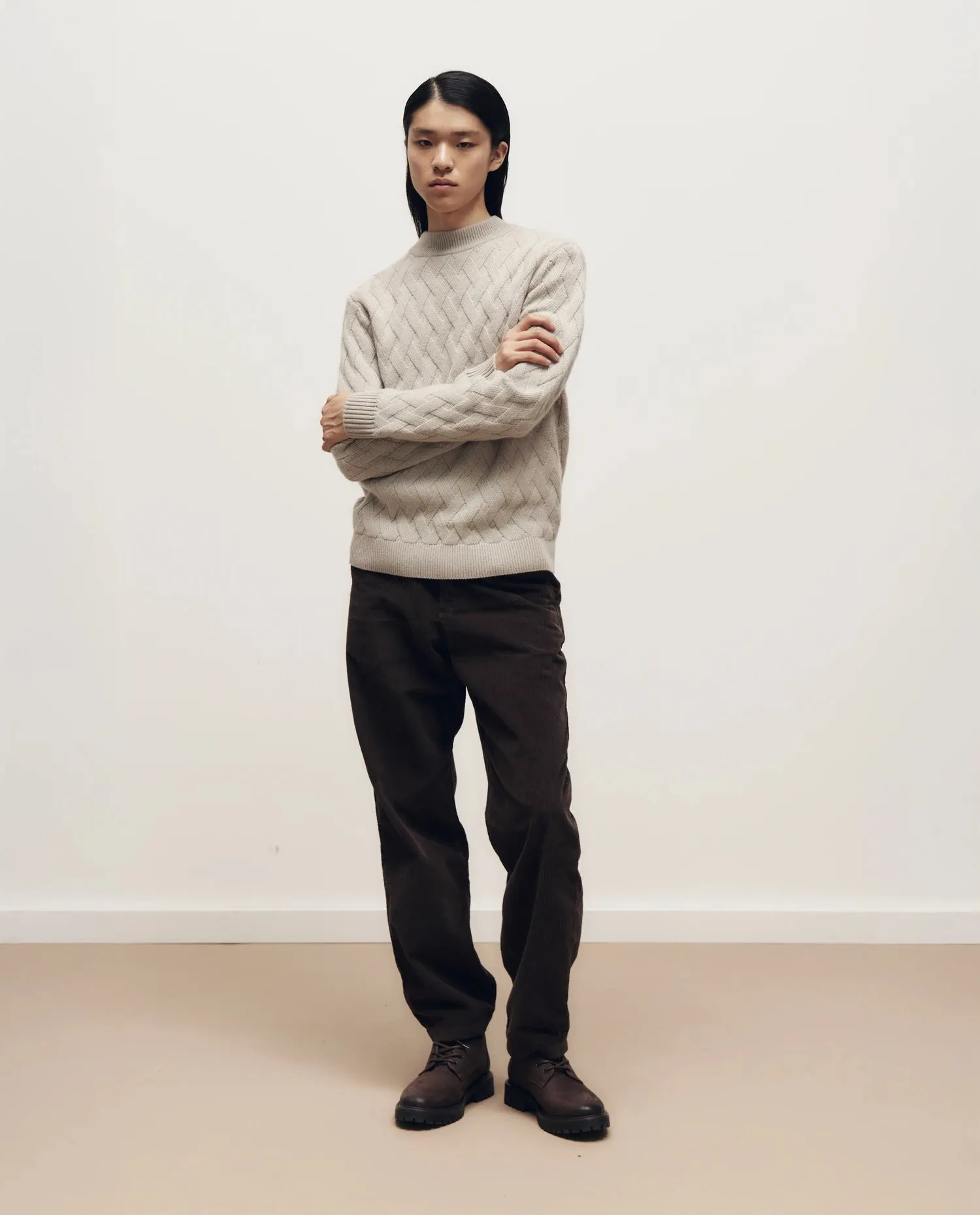 Woll-Mischung Pullover in Grau - Gerade Passform sold by Allude
