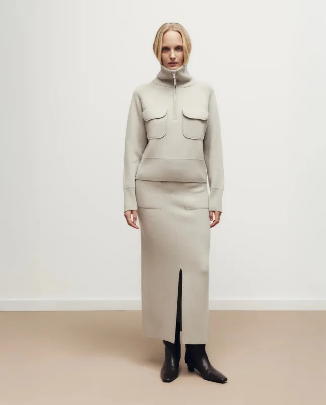 Woll-Mischung Rock in Grau - Gerade Passform sold by Allude