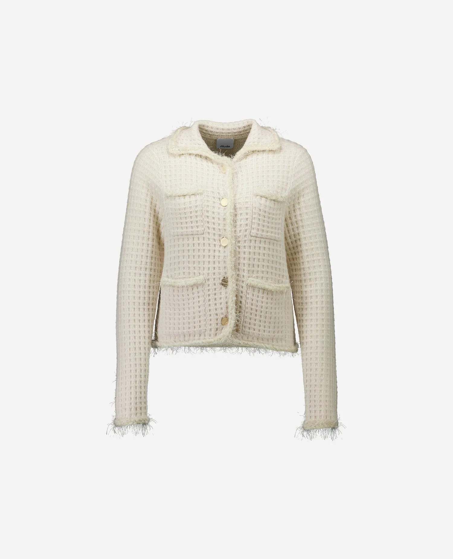 Woll-Mischung Strickjacke in Creme - Gerade Passform sold by Allude product image thumbnail 3