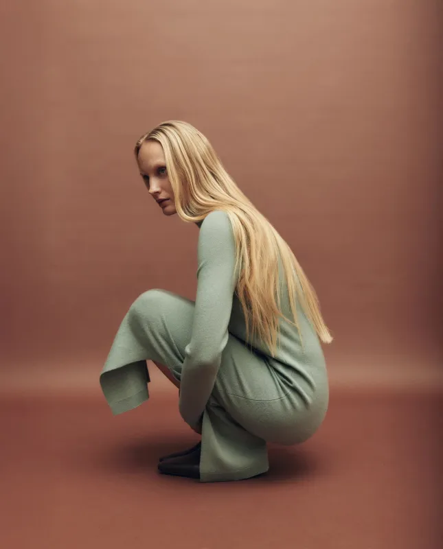 Woll-Mischung Kleid in Grün - Gerade Passform made by Allude