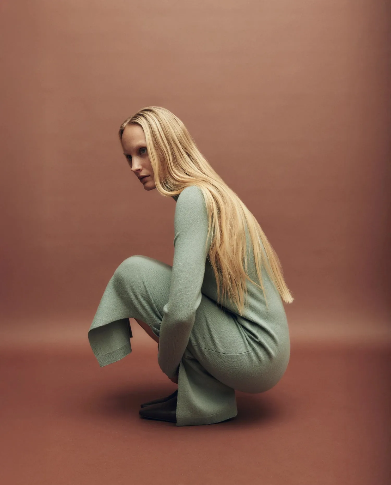 Woll-Mischung Kleid in Grün - Gerade Passform sold by Allude