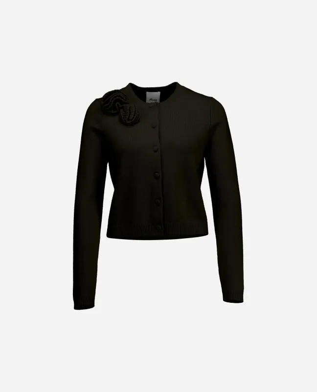 Woll-Mischung Strickjacke in Khaki - Kastiger Schnitt sold by Allude