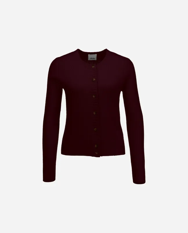 Cashmere Strickjacke in Rot - Gerade Passform sold by Allude