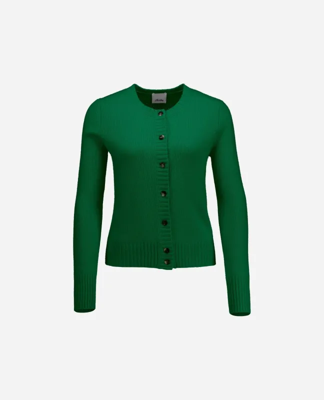 Cashmere Strickjacke in Grün - Gerade Passform sold by Allude