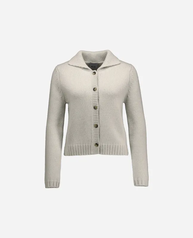 Cashmere Strickjacke in Grau - Gerade Passform sold by Allude