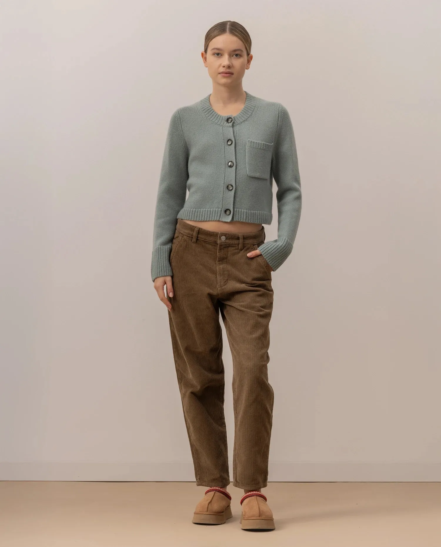 Woll-Mischung Strickjacke in Grün - Kastiger Schnitt sold by Allude product image thumbnail 2