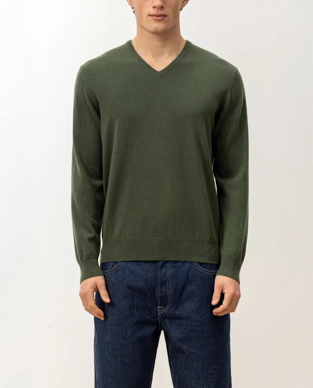 V-Ausschnitt Pullover aus Cashmere in Grün made by Allude