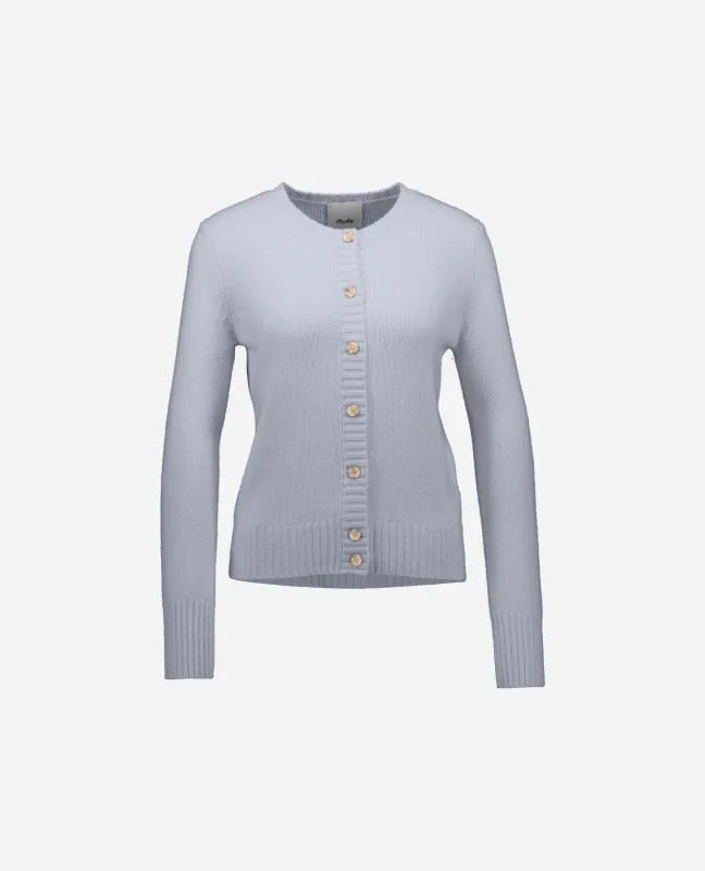 Cashmere Strickjacke in Blau sold by Allude