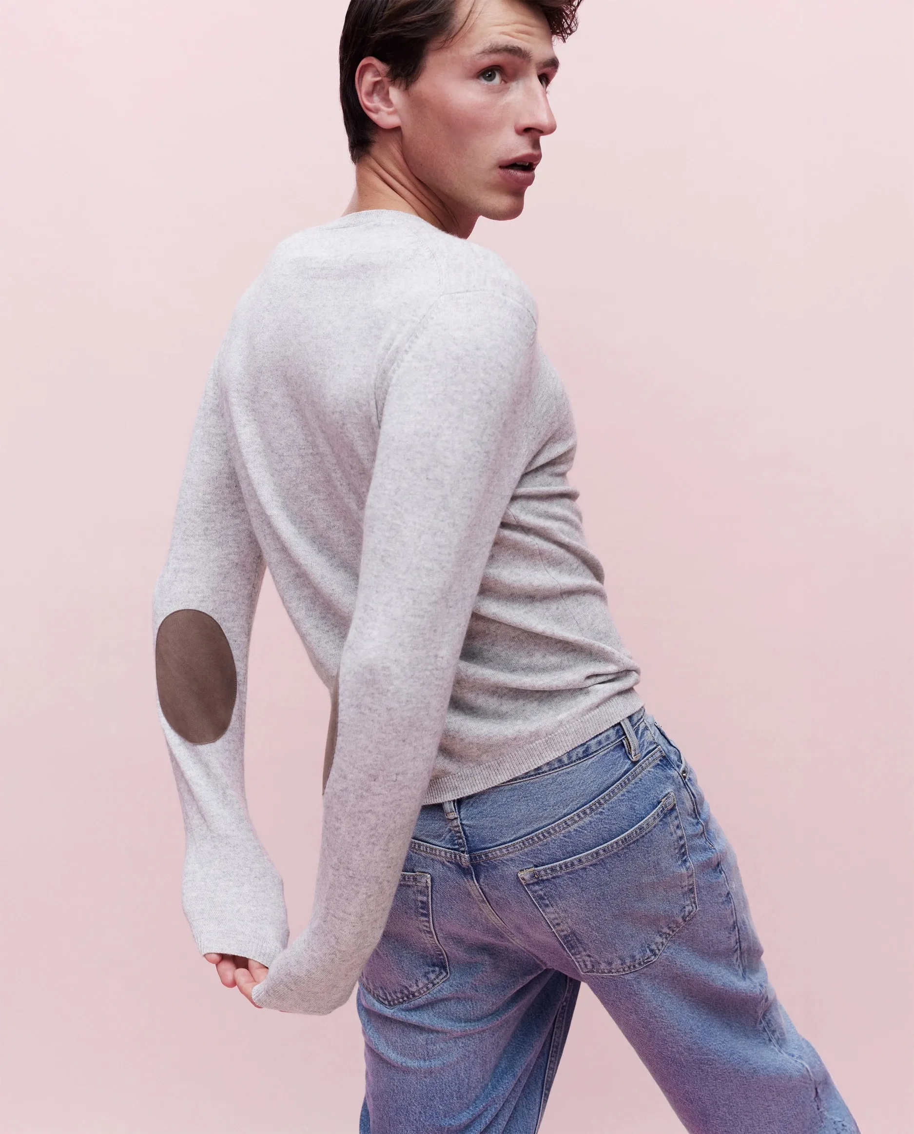 Baumwoll Mischung Pullover in Grau sold by Allude