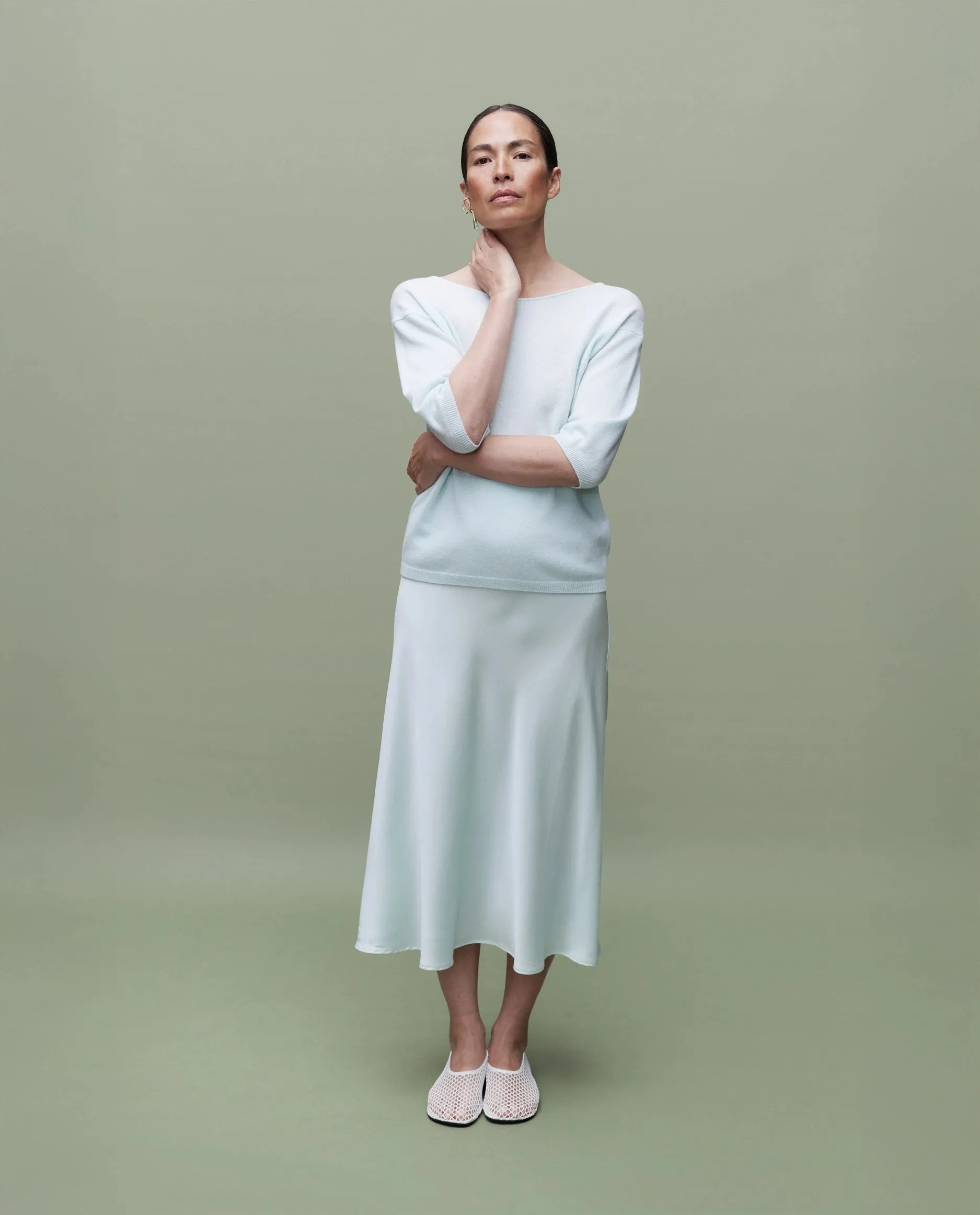 Woll-Mischung Pullover in Grün sold by Allude