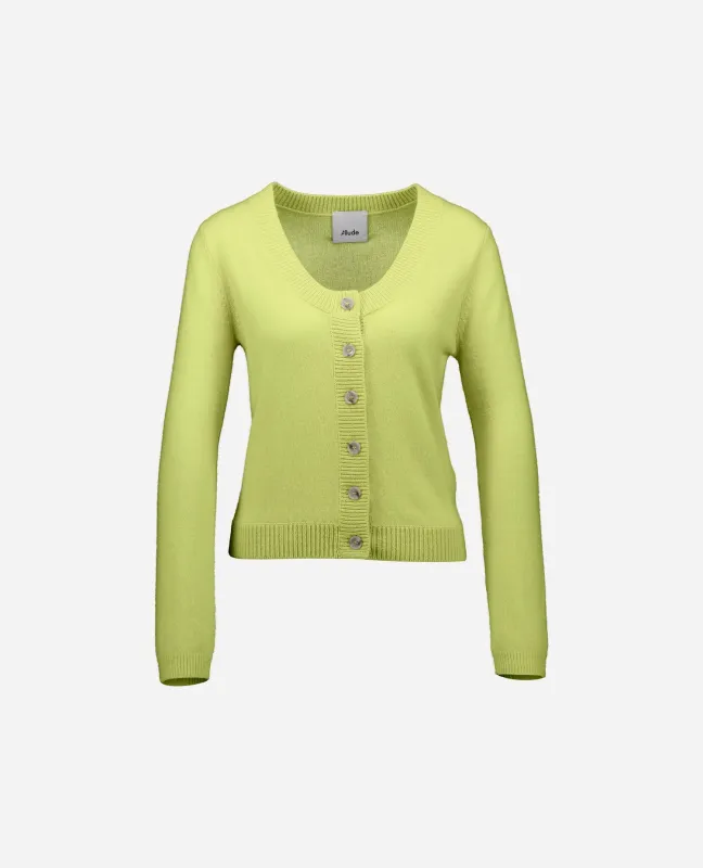 Cashmere Strickjacke in Gelb made by Allude