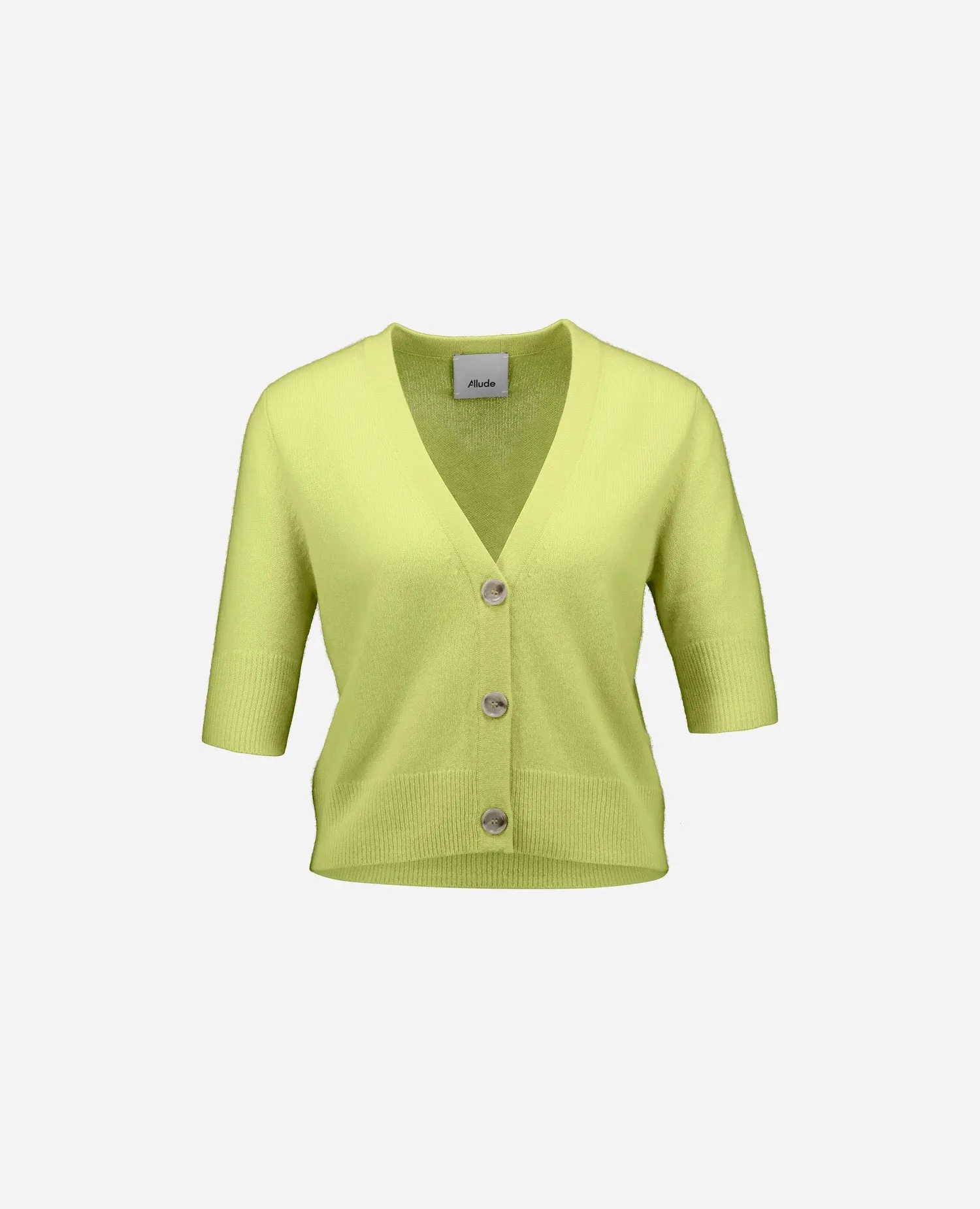 Cashmere Strickjacke in Gelb sold by Allude