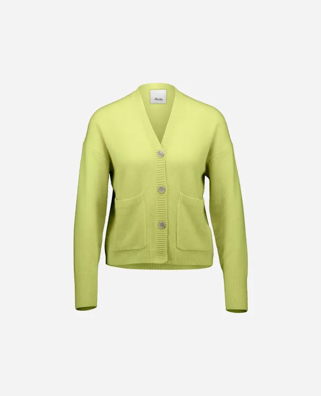 Cashmere Strickjacke in Gelb sold by Allude