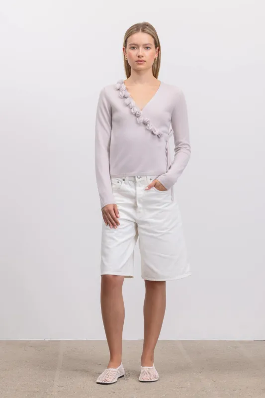 Woll-Mischung Strickjacke in Grau made by Allude