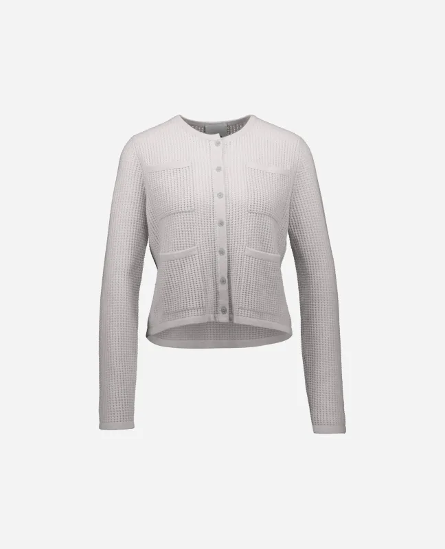 Woll-Mischung Strickjacke in Grau sold by Allude