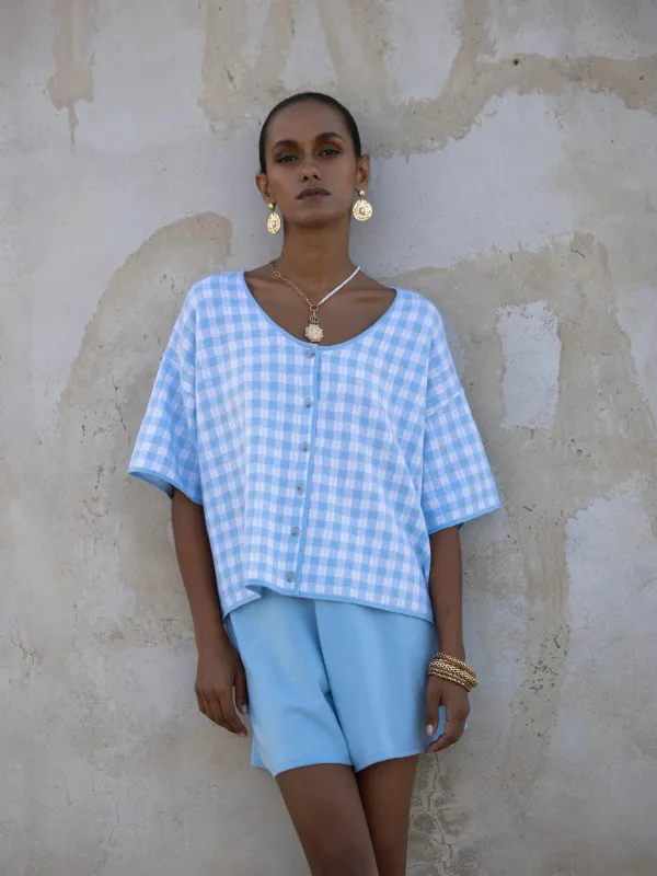 Woll-Mischung Strickjacke in Blau made by Allude