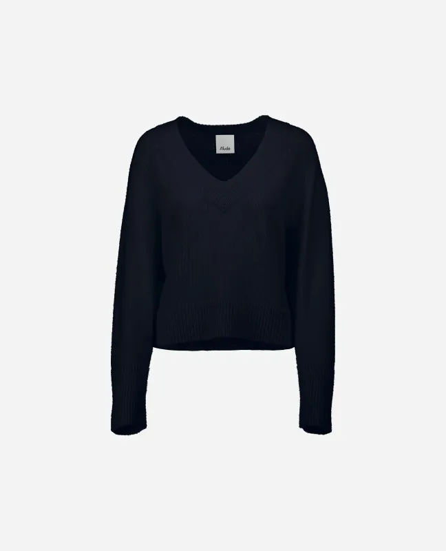 Woll-Mischung Pullover in Navy - Kastiger Schnitt sold by Allude