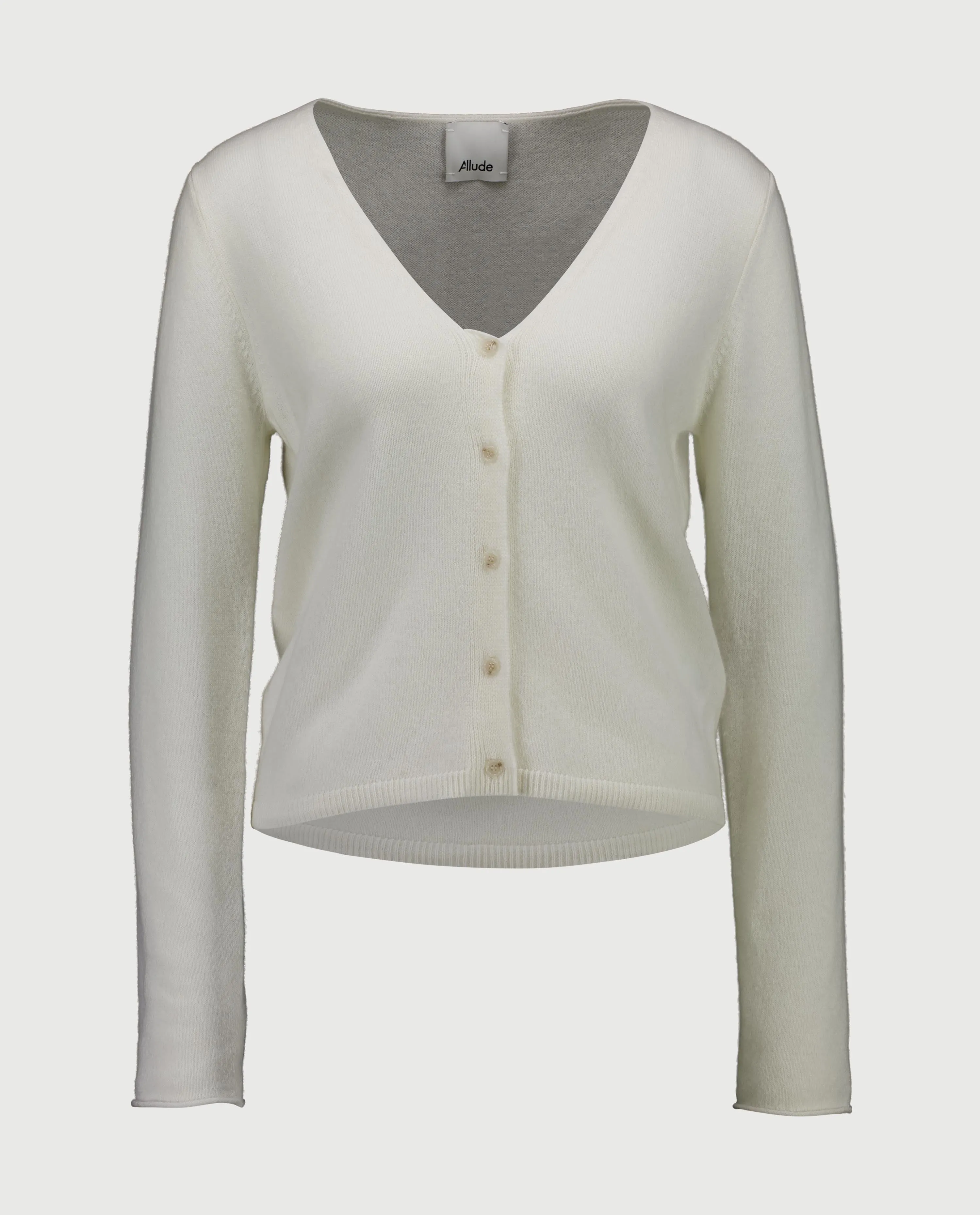 Cashmere Strickjacke in Weiß sold by Allude