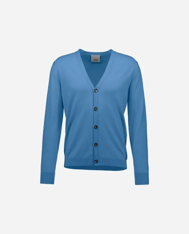 Wolle Strickjacke in Blau made by Allude