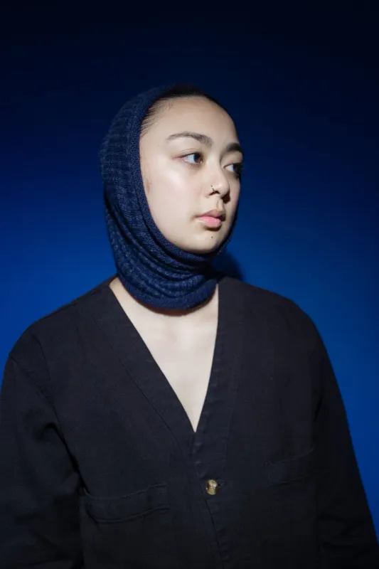 Beanie-Snood in Denim Blue made by et Tigre