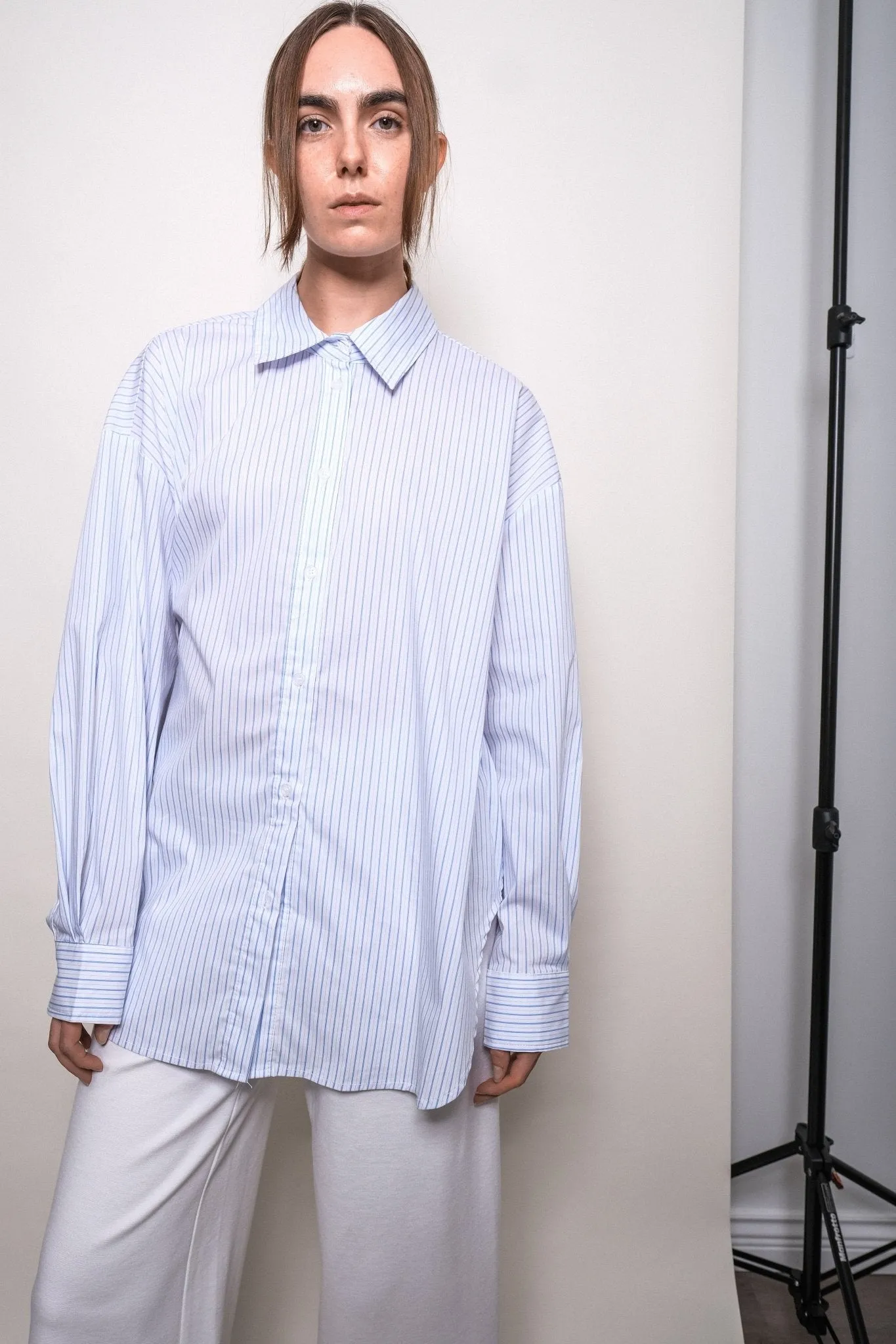 Alistair Shirt in Blue + White Stripe sold by et Tigre