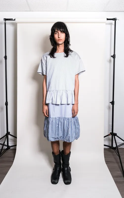 Evan Blouse in Blue + White Stripe sold by et Tigre