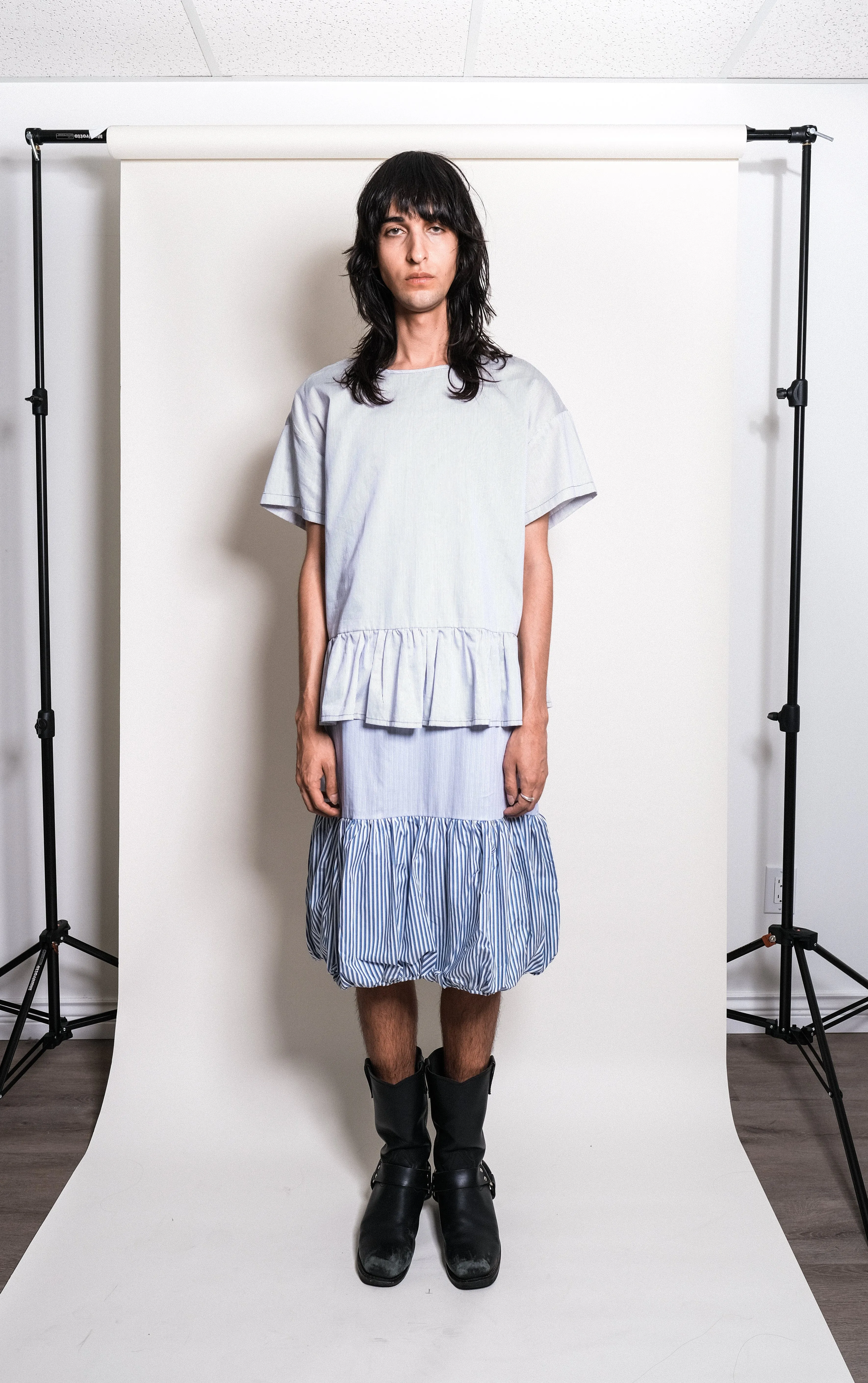 Evan Blouse in Blue + White Stripe sold by et Tigre