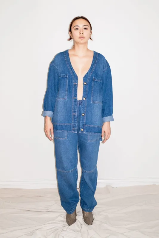 Miguel Denim Cardigan in Blue made by et Tigre